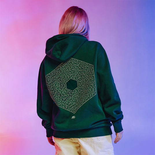 Embroidered Maze Hoodie Model Back